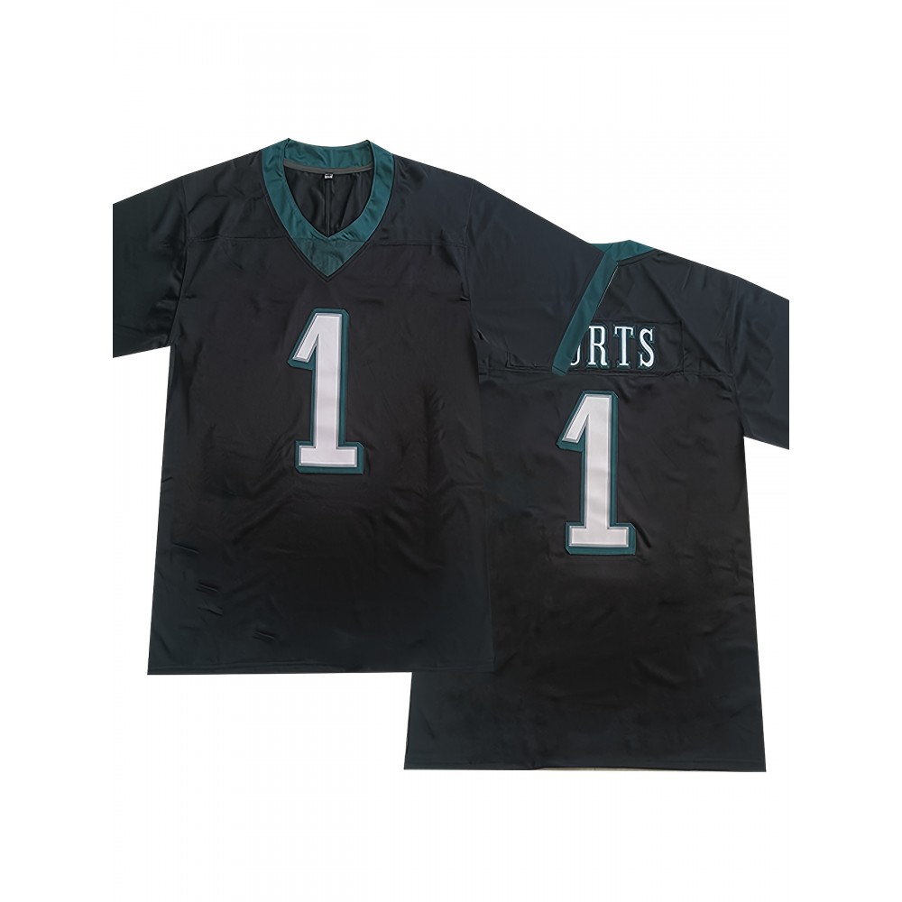 Men'S Polyester Sports Jersey #1 - V-Neck Embroidered Football Shirt, Breathable Knit Fabric for Casual and Athletic Activities - Slight Stretch, Loose Fit for Adults and Teens, Suitable for All Seasons Men'S Polyester Sports Jersey #1 - V-Neck Embroidered Football Shirt, Breathable Knit Fabric for Casual and Athletic Activities - Slight Stretch, Loose Fit for Adults and Teens, Suitable for All Seasons