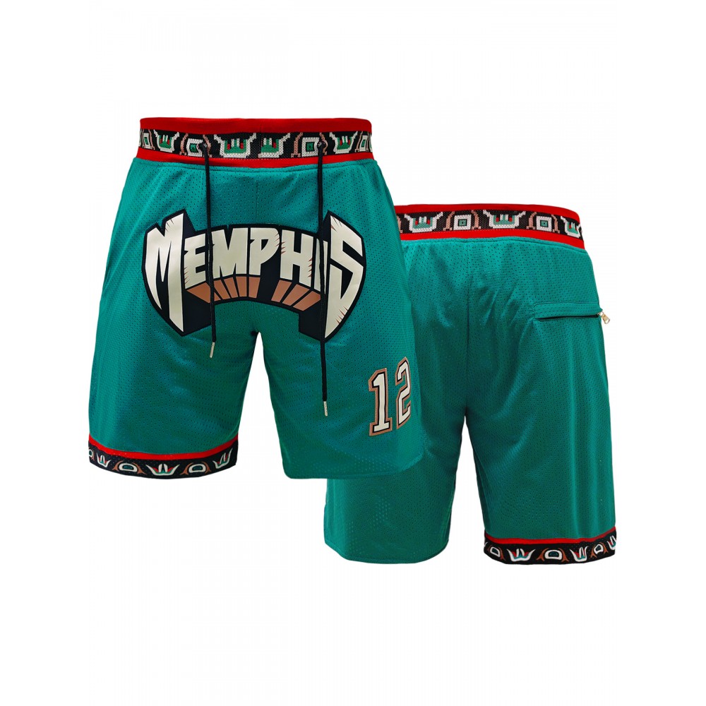 Men'S #12 Letter Embroidery Fashion Stretch Sports Shorts, Breathable Quick Drying - Ideal For Basketball, Running, Tennis, Golf, Beach, Outdoor Activities