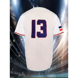 Men'S #13White Baseball Sweatshirt Suitable For Training Team Sports Competitions In Spring, Summer, And Autumn SizeS-XXXL