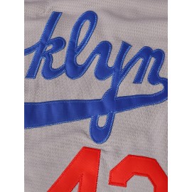 #42 Brooklyn Embroidered Grey Baseball Jersey