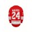 Men'S #24 Red Embroidered Ice Hockey Jersey, Polyester V-Neck Long Sleeve Sports Shirt, Slight Stretch Knit Fabric, Universal Fit, for Casual & Athletic Wear, Four Seasons