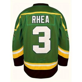 Men's # 3 Letter Embroidered Ice Hockey Jersey, Vintage Loose V-neck Long Sleeved Sports Training Suit, Party And Street Wear