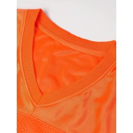 Men'S Solid Color Rugby Jersey, Embroidered American Football Jersey, Breathable V-neck, Outdoor Activity And Party Casual Sportswear