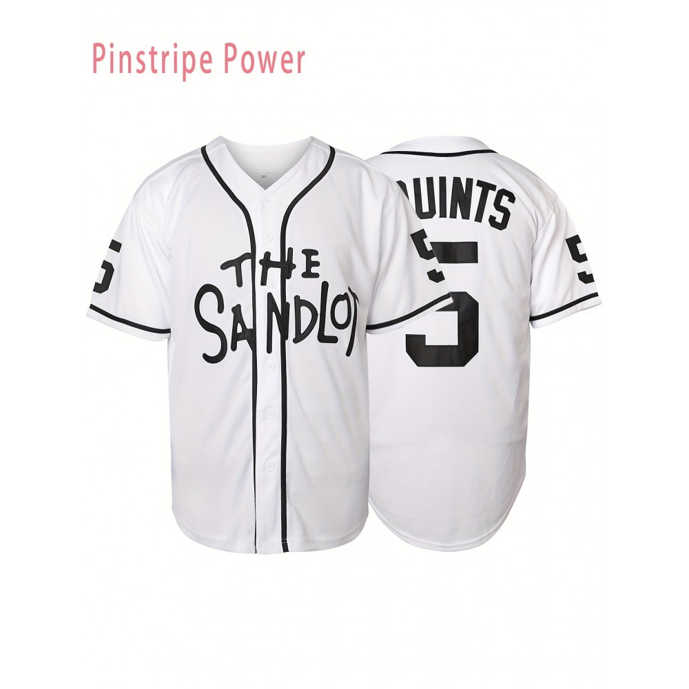 Men'S # 5 White Baseball Jersey With Polyester Fiber V-neck, Perfect For Sports Training And Casual Wear S-3XL Men'S # 5 White Baseball Jersey With Polyester Fiber V-neck, Perfect For Sports Training And Casual Wear S-3XL