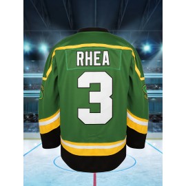 Men'S #3 Embroidery Ice Hockey Jersey, Vintage Stripe V Neck Long Sleeve Uniform Hockey Shirt For Training Competition Festival Party Gift