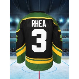 Men'S #3 Embroidery Ice Hockey Jersey, Vintage Stripe V Neck Long Sleeve Uniform Hockey Shirt For Training Competition Festival Party Gift