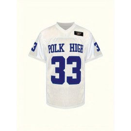 1pc Men'S #33 Polk High Embroidered American Football Jersey - Polyester V-Neck Sports Shirt for Training, Games, Casual Outings - Loose Fit for Adults, Teens, Unisex - Spring, Summer, Fall