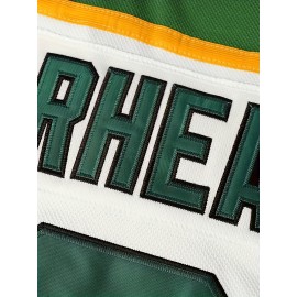 #3 White Clover Embroidered Men's Retro Color Block Long Sleeved Loose V-neck Ice Hockey Jersey, Men's Sports Party Sweatshirt