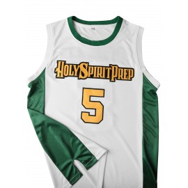 All Stitched 5 White Basketball Jersey