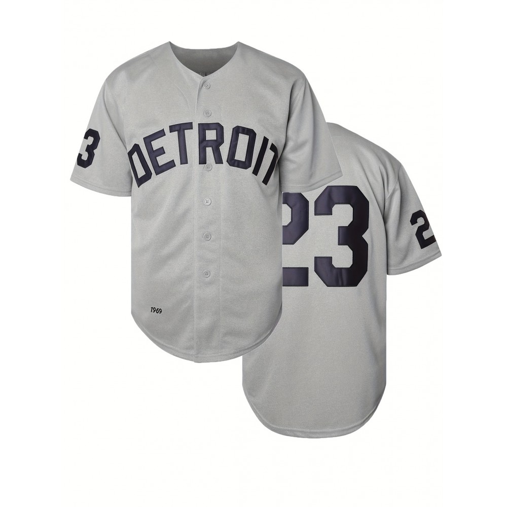 Men'S Classic #23 Detroit Embroidered Baseball Jersey Men'S Classic #23 Detroit Embroidered Baseball Jersey