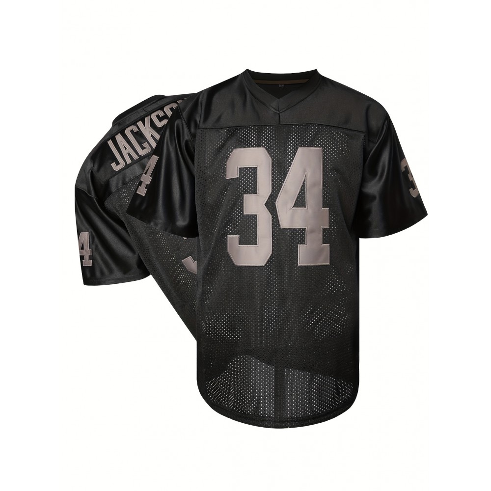 #34 Black Breathable Embroidered Football Jersey #34 Black Breathable Embroidered Football Jersey