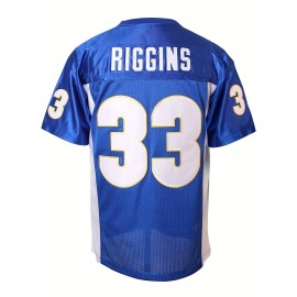 Durable Design, Men's #33 Embroidered Breathable Mesh Rugby Jersey - V-Neck, Short Sleeve, Classic Style for Sports & Casual Wear