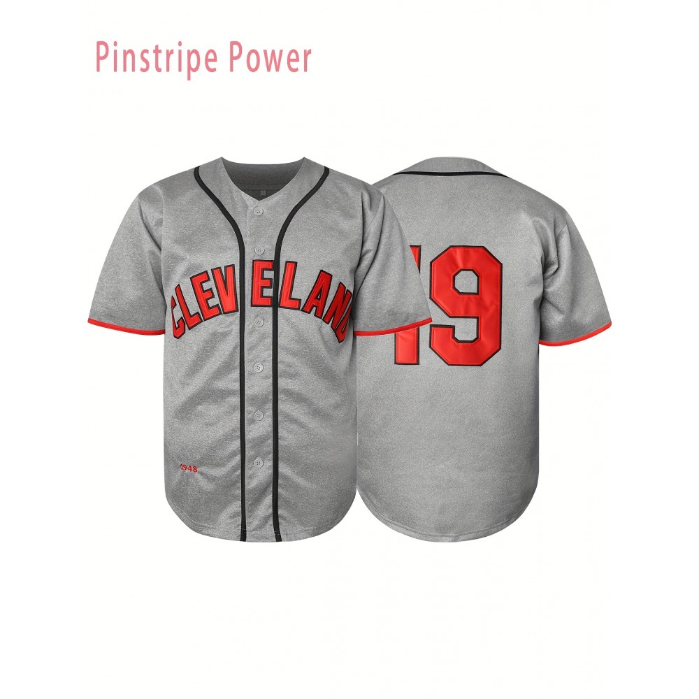 Men'S # 19 Gray V-neck Baseball Shirt, Breathable Polyester Fiber Loose Sports Top With Slight Elasticity, Suitable For Training, Hiking, And Casual Wear S-3XL Men'S # 19 Gray V-neck Baseball Shirt, Breathable Polyester Fiber Loose Sports Top With Slight Elasticity, Suitable For Training, Hiking, And Casual Wear S-3XL