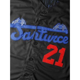 Men'S # 21 Baseball Jersey Breathable Button V-neck Loose Fit Suitable For Training, Games, And Casual Wear S-3XL Striped Sweatshirt Durable Embroidery