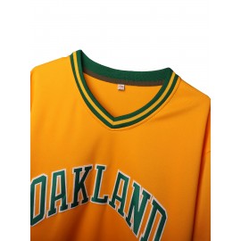 Men'S # 33 Yellow Sewing V-neck Baseball Shirt Polyester Knitted Fabric Loose Fit Button Closure Casual Sports Top Suitable For Team Sports Fishing Hiking Running Cycling Perfect For Party Beach Summer Activities Size S-3XL