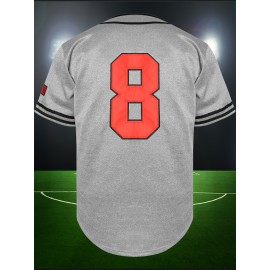 Men'S Baseball Jersey, Sports Training Jersey, Gray Breathable And Comfortable Shirt S-3XL