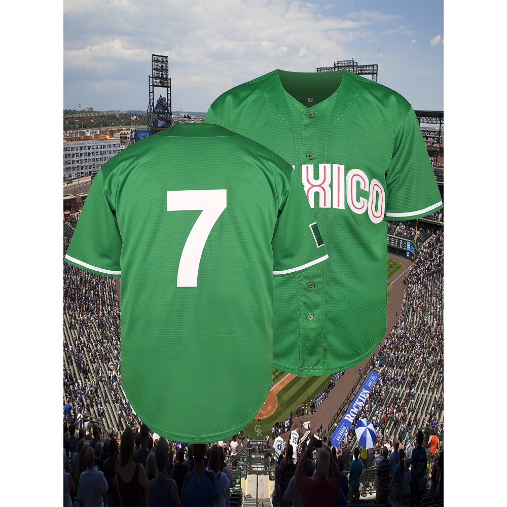 7 Men'S Baseball Jacket Green Mexico Sports Training S-3XL 7 Men'S Baseball Jacket Green Mexico Sports Training S-3XL