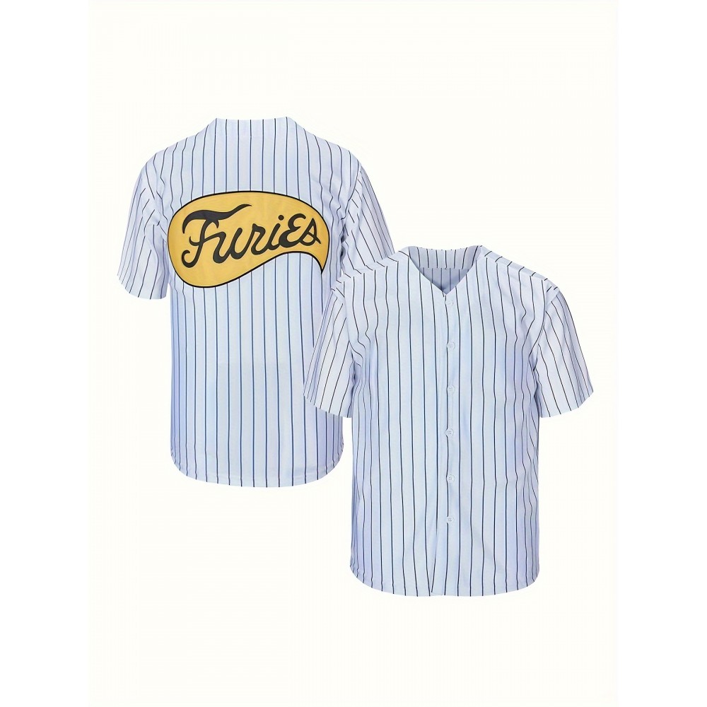 Men's V-Neck Striped Baseball Jersey with Embroidery - Comfortable, Breathable Polyester for Training & Competition, Short Sleeve, Comfy Top Men's V-Neck Striped Baseball Jersey with Embroidery - Comfortable, Breathable Polyester for Training & Competition, Short Sleeve, Comfy Top