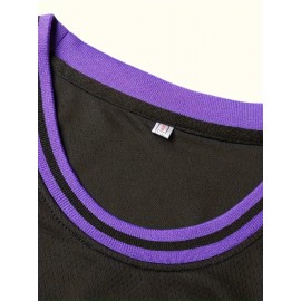 Men'S Stylish Comfy Basketball Top, Classic Letter & Number 24 Embroidered Sleeveless Breathable Tank Top