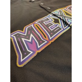 Men'S Mexico #7 Black Baseball Jersey, 100% Polyester Knit Fabric, V-Neck Short Sleeve T-Shirt with Embroidered Letter and Number Design, Breathable Loose Fit for Sports, Casual, Party, Outdoor Activities - Universal Fit