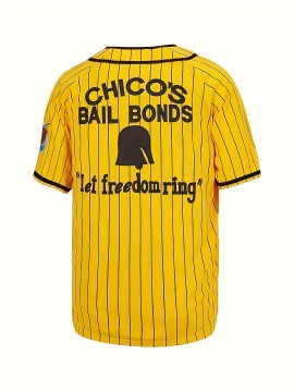 Men's Vintage Baseball Jersey #3 Yellow Stripes Retro CHICOS Lettering Breathable Polyester V-Neck Loose Fit Short Sleeve T-Shirt for Sports, Casual & Holiday Wear