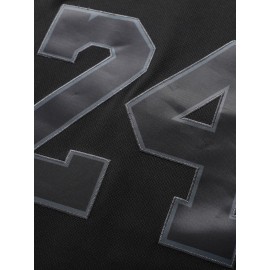 Men'S All Black # 8-24 Baseball Shirt, Classic Letter Embroidery Design, Button Style Short Sleeved Breathable Shirt, for Training And Competition Use