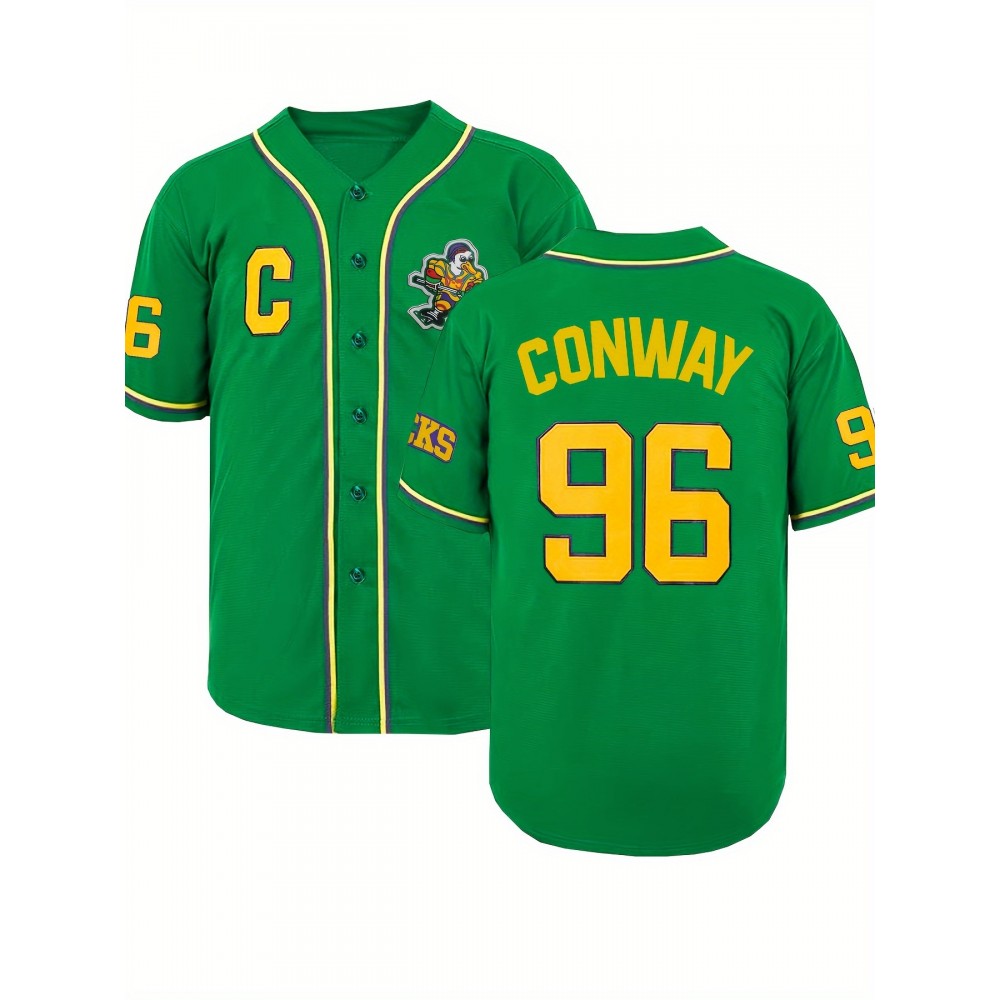Letter And Number 96 Embroidery, Men'S Short Sleeve V-neck Baseball Jersey, Comfy Top For Training And Competition Letter And Number 96 Embroidery, Men'S Short Sleeve V-neck Baseball Jersey, Comfy Top For Training And Competition