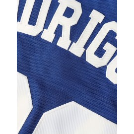 Youth #30 Blue Baseball Jersey - V-Neck Loose Fit Polyester Knit Button-Up Top for Team Sports, Outdoor Activities & Summer Parties | Machine Washable | Sizes S-XL, Sports Team Apparel | Sporty Design | Breathable Fabric