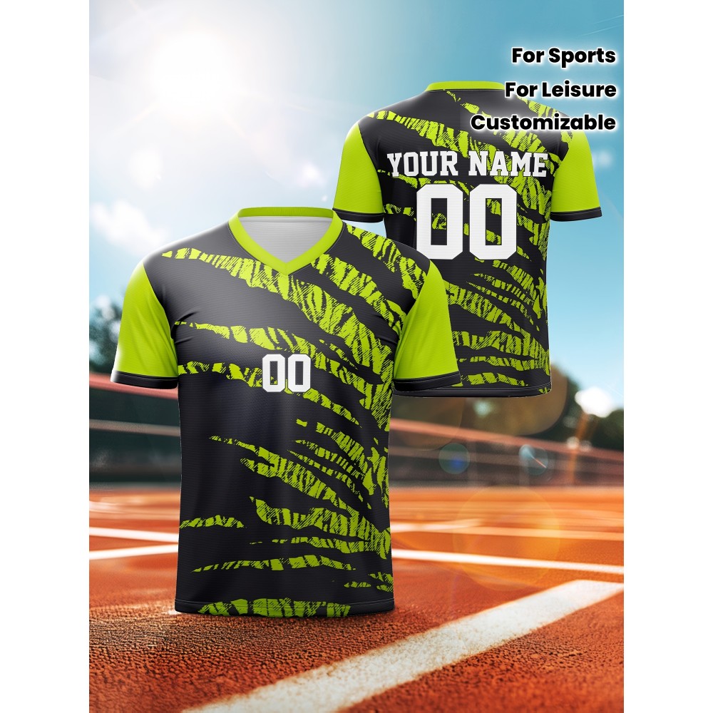 Customizable Youngsters' Soccer Jersey - V-Neck, Comfort Fit with Personalized Name & Number, Black/Green Camo Design, Ideal for Sports, Leisure & Outdoor Activities, Machine Washable, Soccer Accessories Customizable Youngsters' Soccer Jersey - V-Neck, Comfort Fit with Personalized Name & Number, Black/Green Camo Design, Ideal for Sports, Leisure & Outdoor Activities, Machine Washable, Soccer Accessories