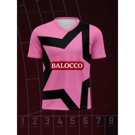 Customizable Youngsters' Soccer Jersey - Pink and Black V-Neck Sports Top with Personalized Name & Number, Comfortable Polyester, Ideal for Outdoor Activities & Training, Custom Sports Top|Vneck Jersey|Comfortable Fit