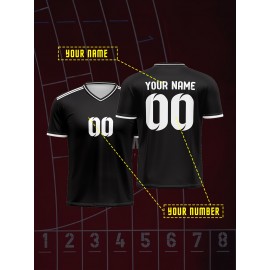 [Custom Football Shirt] 2024 Comfortable V-neck Children's Football Shirt Tops | Custom Name and Number, Sports Leisure Outdoor Running