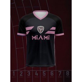[1pc Customizable Soccer Jersey] 1pc Customizable Soccer Jersey for Kids | Personalized V-Neck Football Shirt with Name & Number, Polyester Knit Fabric, All-Season Sports & Casual Wear
