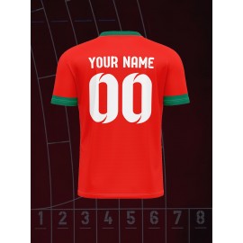 [Customized Football Jersey] Polyester Customized Name And Number V-neck Football Jersey | Medium Stretch All Over Print Sports Shirt for Boys And Girls, Preppy Casual Street Style