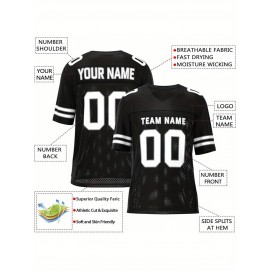 Customizable Football Jersey - Personalized Team & Number, V-Neck, Short Sleeve, Breathable Fabric for Outdoor Sports & Casual Wear, Custom Football Jersey, Summer Sports Apparel, Sporty Design, Comfortable Fit
