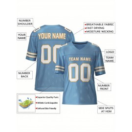 Customizable Football Jersey - Personalized Team & Number, V-Neck, Short Sleeve, Breathable Fabric for Outdoor Sports & Casual Wear, Custom Football Jersey, Summer Sports Apparel, Sporty Design, Comfortable Fit