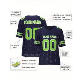 Customizable Football Jersey - Personalized Team & Number, V-Neck, Short Sleeve, Breathable Fabric for Outdoor Sports & Casual Wear, Custom Football Jersey, Summer Sports Apparel, Sporty Design, Comfortable Fit