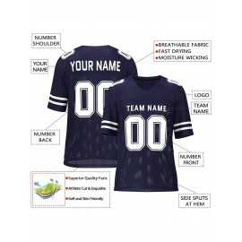 Customizable Football Jersey - Personalized Team & Number, V-Neck, Short Sleeve, Breathable Fabric for Outdoor Sports & Casual Wear, Custom Football Jersey, Summer Sports Apparel, Sporty Design, Comfortable Fit