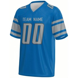Custom Plus-Size Women's Football Jersey - Personalized Team Name & Number, Vibrant Teal V-Neck Summer Sportswear, Breathable Athletic Top for Sports Meetings, Travel Photo Shoots