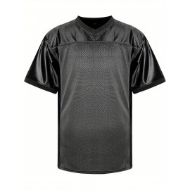 Customizable Football Jersey - Personalized Team & Number, V-Neck Short Sleeve, Breathable Fabric, Perfect for Sports & Casual Wear, Summer Sports Apparel, Sporty Clothing, Comfortable Fit