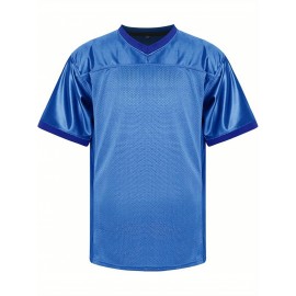 Customizable Football Jersey - Personalized Team & Number, V-Neck Short Sleeve, Breathable Fabric, Perfect for Sports & Casual Wear, Summer Sports Apparel, Sporty Clothing, Comfortable Fit