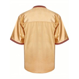 Customizable Football Jersey - Personalized Team & Number, V-Neck Short Sleeve, Breathable Fabric, Perfect for Sports & Casual Wear, Summer Sports Apparel, Sporty Clothing, Comfortable Fit