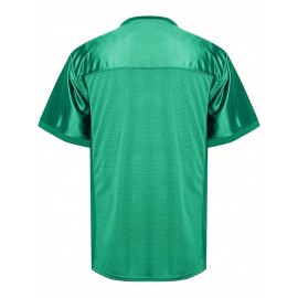 Customizable Football Jersey - Personalized Team & Number, V-Neck Short Sleeve, Breathable Fabric, Perfect for Sports & Casual Wear, Summer Sports Apparel, Sporty Clothing, Comfortable Fit