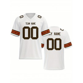 Women's Custom Football Jersey - Personalized Soccer-like sportswear, V-Neck Non-Stretch Tee, Team & Number Customization, Dark Green & Black Color Block for Football, Soccer, Casual Sports - Plus-Size Athletic Shirt, Comfortable Fit