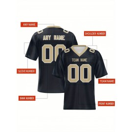 Women's Custom Football Jersey - Personalized Soccer-like sportswear, V-Neck Non-Stretch Tee, Team & Number Customization, Dark Green & Black Color Block for Football, Soccer, Casual Sports - Plus-Size Athletic Shirt, Comfortable Fit