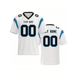 Women's Custom Football Jersey - Personalized Soccer-like sportswear, V-Neck Non-Stretch Tee, Team & Number Customization, Dark Green & Black Color Block for Football, Soccer, Casual Sports - Plus-Size Athletic Shirt, Comfortable Fit