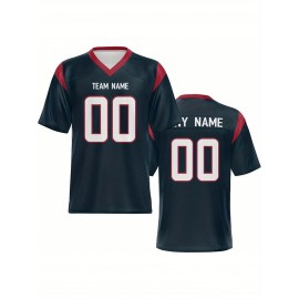 Women's Custom Football Jersey - Personalized Soccer-like sportswear, V-Neck Non-Stretch Tee, Team & Number Customization, Dark Green & Black Color Block for Football, Soccer, Casual Sports - Plus-Size Athletic Shirt, Comfortable Fit