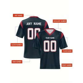 Women's Custom Football Jersey - Personalized Soccer-like sportswear, V-Neck Non-Stretch Tee, Team & Number Customization, Dark Green & Black Color Block for Football, Soccer, Casual Sports - Plus-Size Athletic Shirt, Comfortable Fit