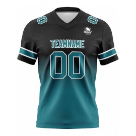 Custom Team Football jersey, Personalized Name& Number, Button-Up V-Neck Shirt, Soft Polyester for Training, Matches, and Team Activities